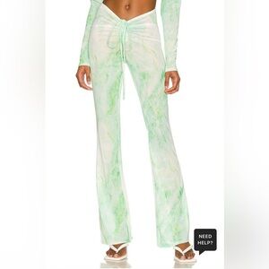 NWT Good American Sz 3X Mesh Ruched V Boot Pant in Green Marble